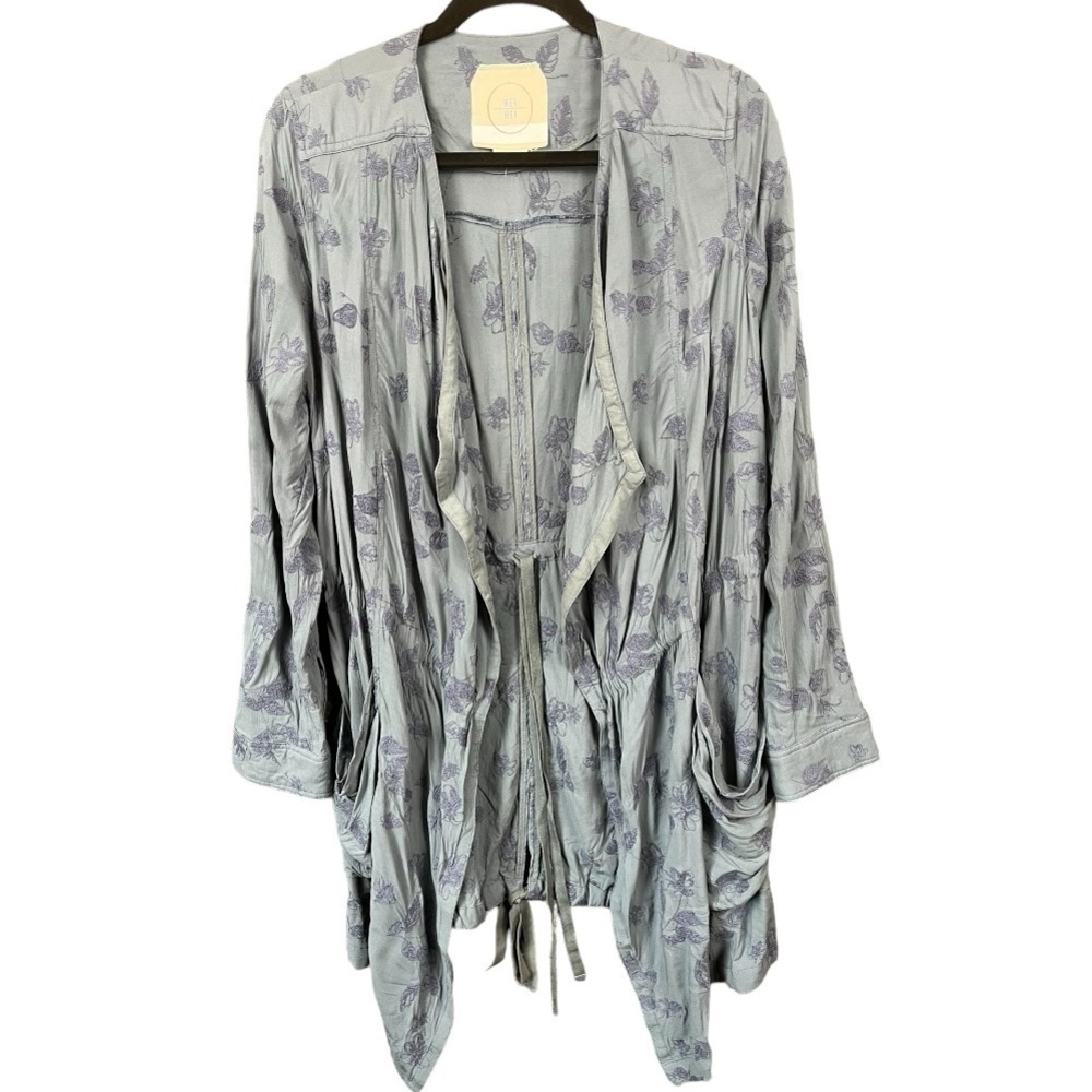 Anthropologie HEI HEI Melita Floral Embroidered Open Front Jacket Size Small